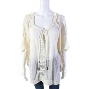 Free People Cream Poncho Top XS